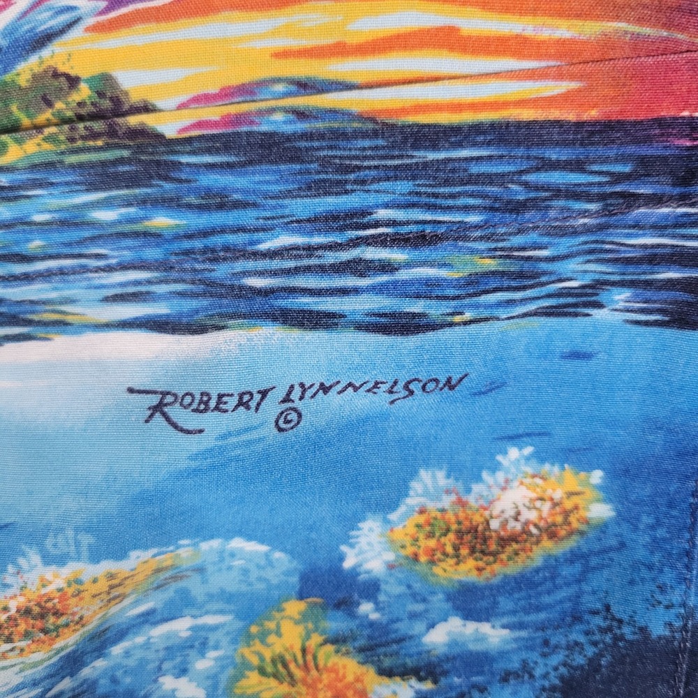 Reyn Spooner‎ Robert Lyn Nelson Shirt Mens L Blue Underwater Space Whale Reef - Picture 3 of 9